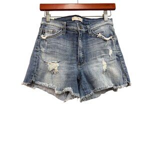 KanCan Womens Distressed High-Waisted Denim Shorts Size 28